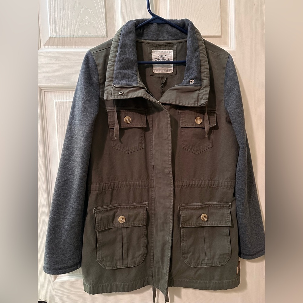 O'Neill Green and Gray Cargo Jacket, Large